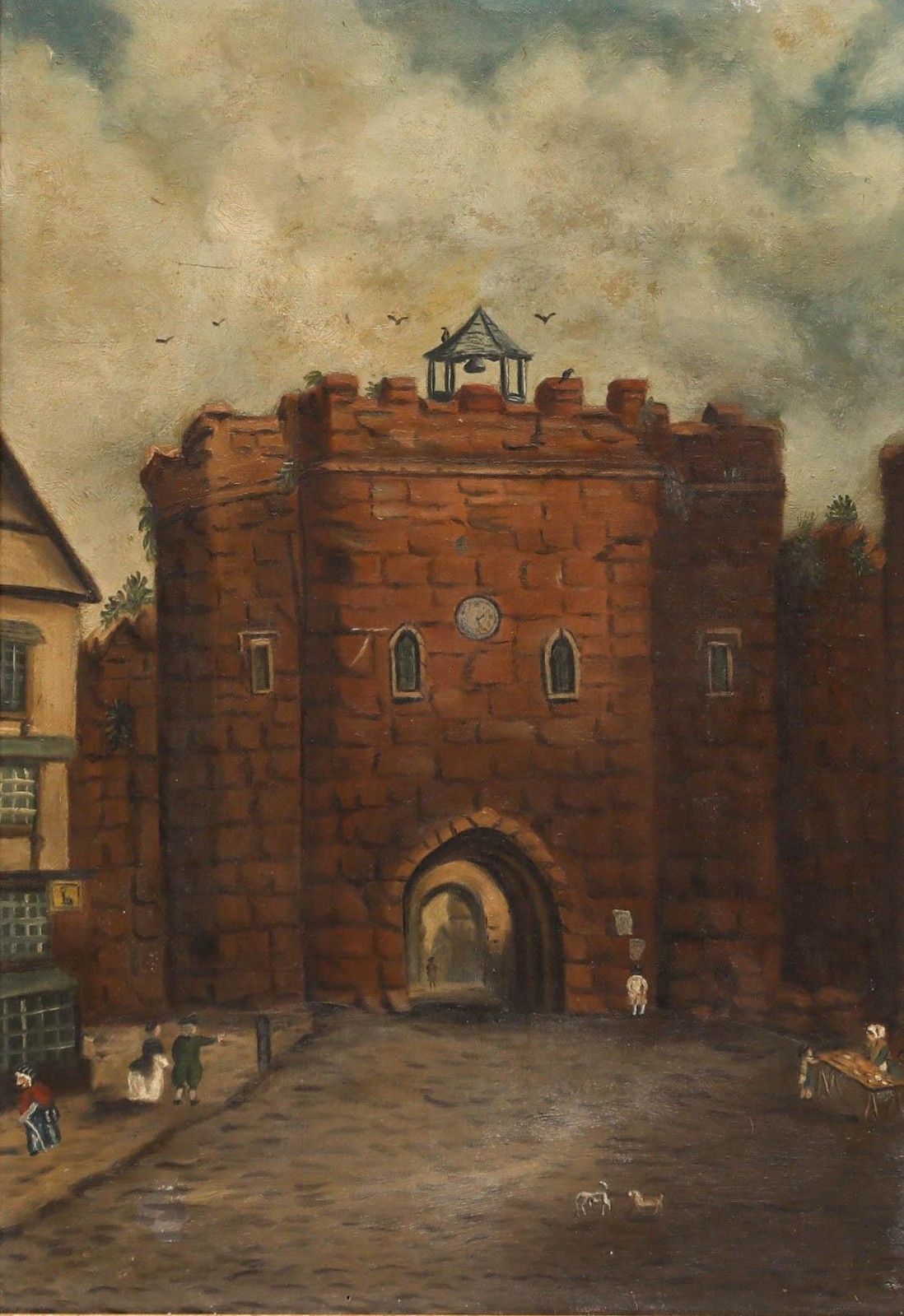 Naive Late 19th Century Oil The Gatehouse photo furniture