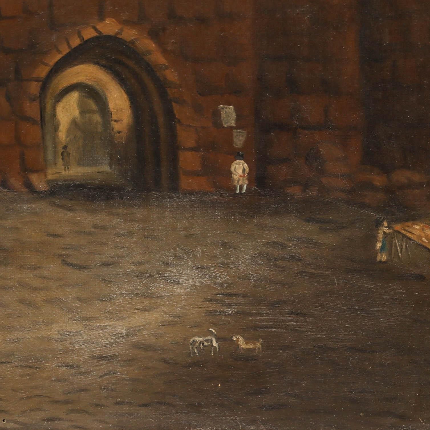Naive Late 19th Century Oil The Gatehouse photo vintage