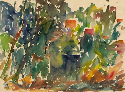 Anton Gold (1914 1970) Mid 20th Century Watercolour, Through The Trees photo furniture