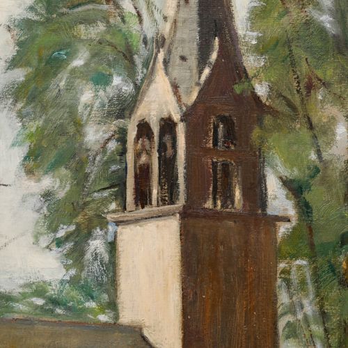 Cecile Hertz Eyrolles (1875 1974) Mid 20th Century Oil, By The Church photo 489.0