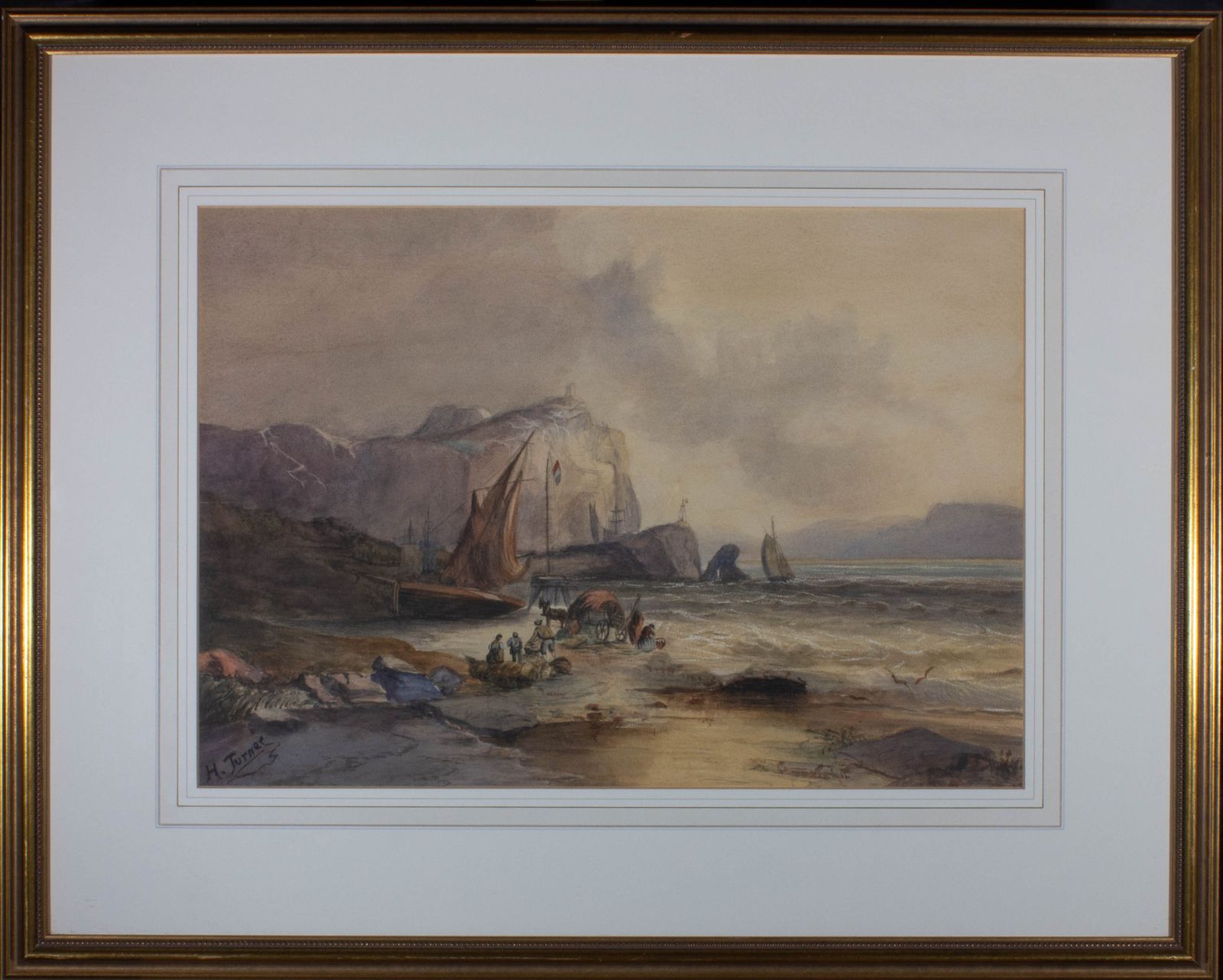 H. Turner Late 19th Century Watercolour, French Fishermen