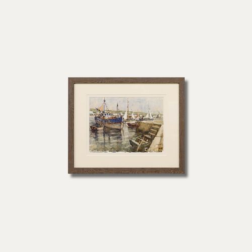 Henri Milock (French 1898 1979) Mid 20th Century Watercolour, Coastal Harbour photo buy