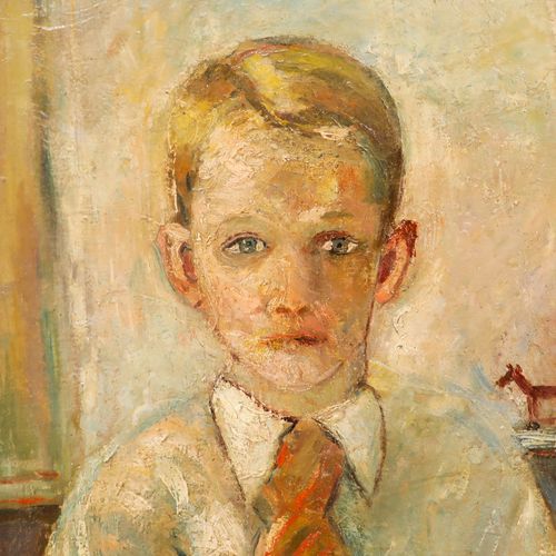 Anton Gold (1914 1970) Mid 20th Century Oil, The Schoolboy photo Art
