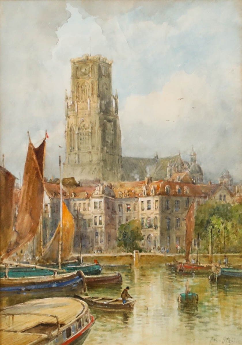 J. Van Stappen Dutch School  20th Century Watercolour, Rotterdam photo furniture