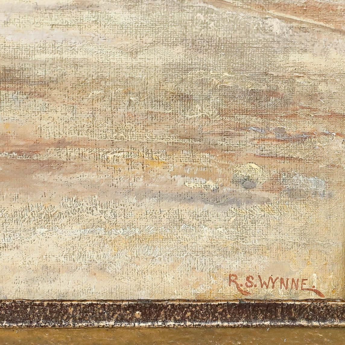 R. S. Wynne Framed Mid 20th Century Oil, Figures In A Desert Landscape photo buy