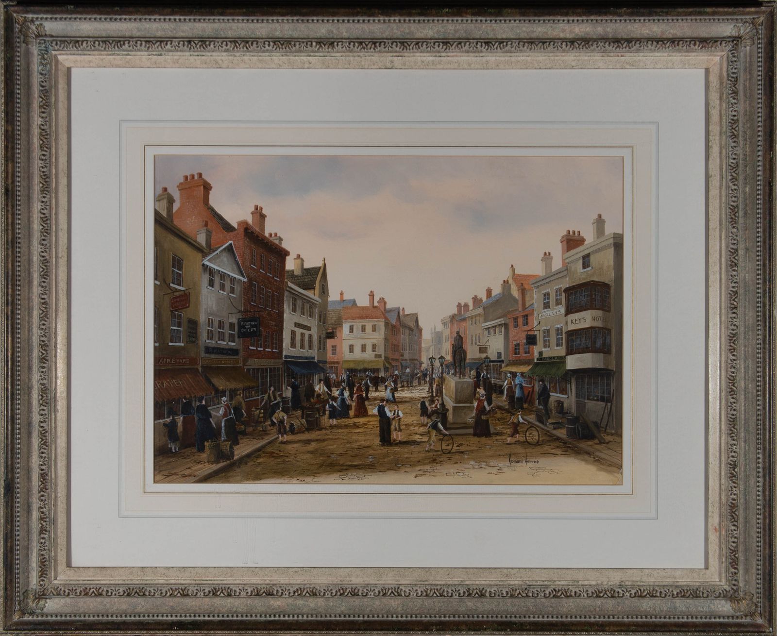 Ken Hammond Contemporary Oil, Busy Victorian Street