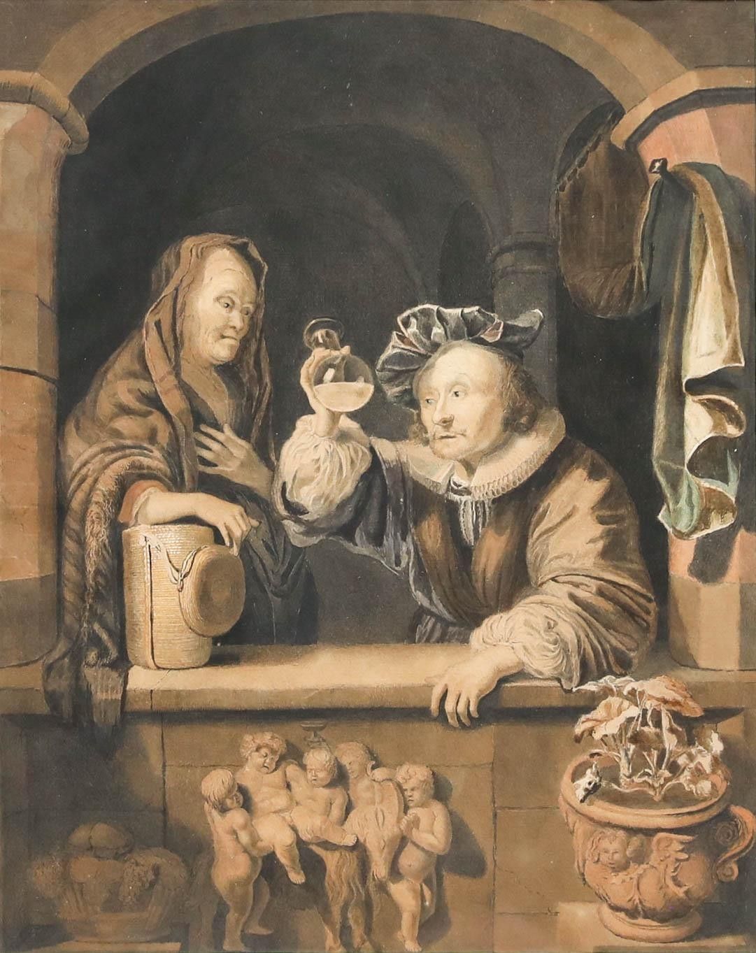 Manner Of Gerrit Dou (1613 1675) Framed Watercolour, A Doctor's Visit photo furniture