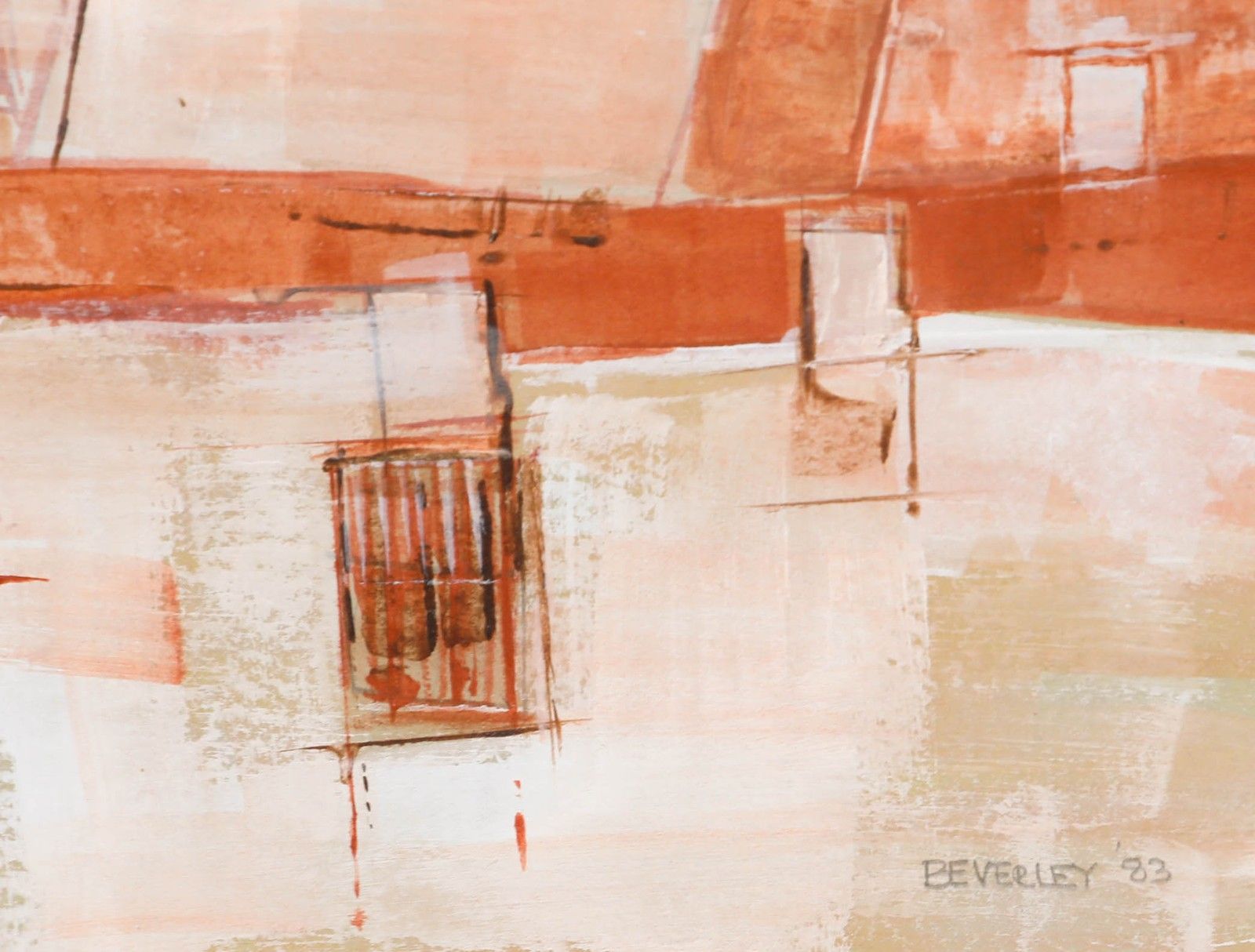 Beverley Peter Meyers (1949 2016) 1983 Mixed Media, Suburban Rooftops photo vinterior