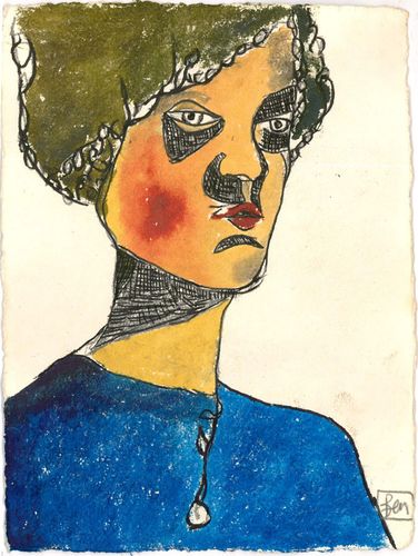 Ben Carrivick Contemporary Watercolour, Tired Eyes photo furniture