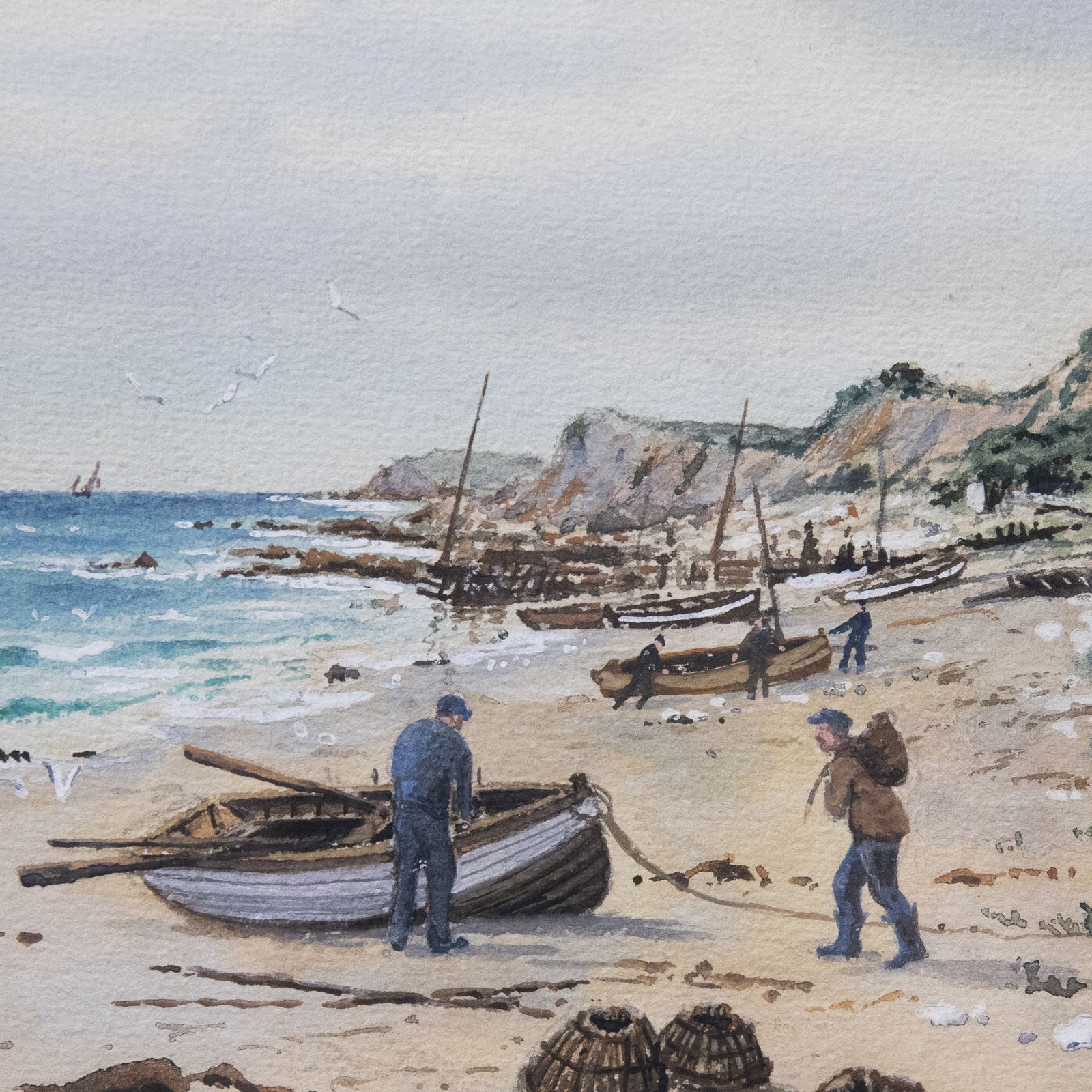 Frederick R. Fitzgerald (1869 1944)  Framed Watercolour, Steephill Cove, I.O.W. photo Art