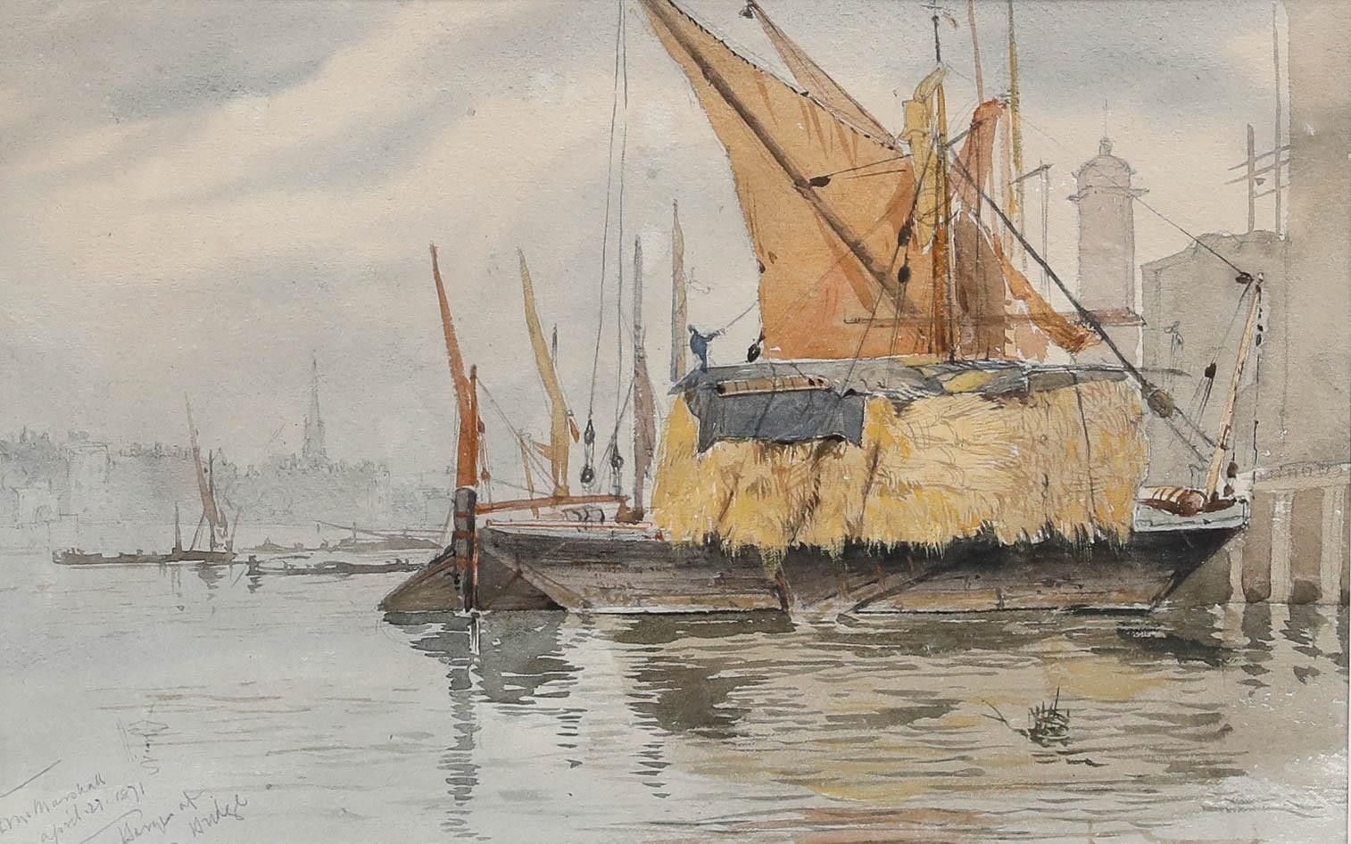 Herbert Menzies Marshall (1841 1913) 1871 Watercolour, The Quay photo furniture