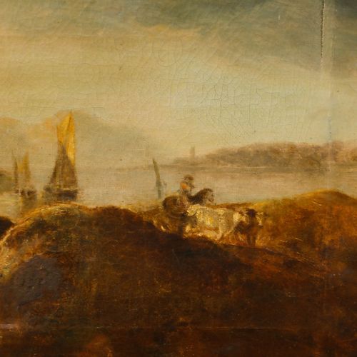 19th Century Oil For Restoration Sailing Boats In The Cove photo Art