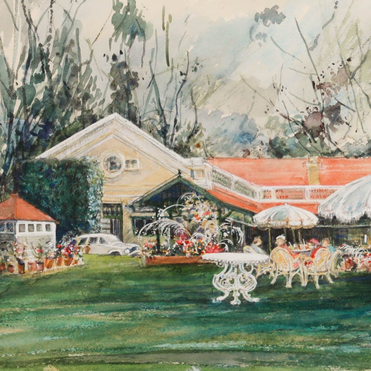 Norah K. Rogerson Framed 20th Century Watercolour, Hotel Savoy, Ooty photo Art