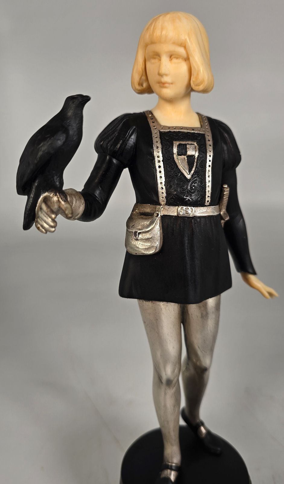 photo vintage Gotthilf Jaeger, A Pair Of Bronze And Ivory Figures, The Falconer And The Casket Bearer Circa 1925
