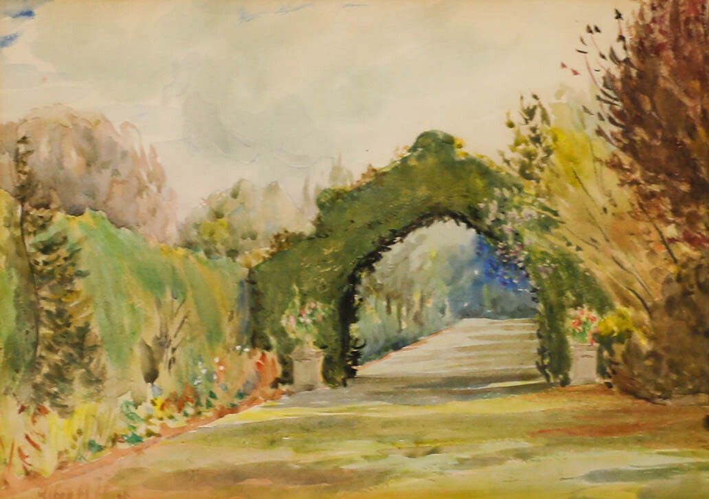 Alfred Henry Hart (1866 1953) Framed Watercolour, The Garden Arch photo furniture