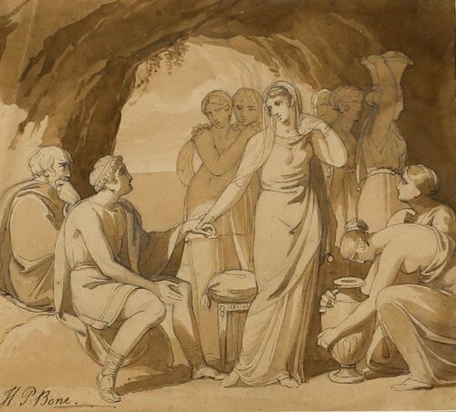 Henry Pierce Bone (1779 1855) Early 19th Century Watercolour, Look Of Love photo furniture