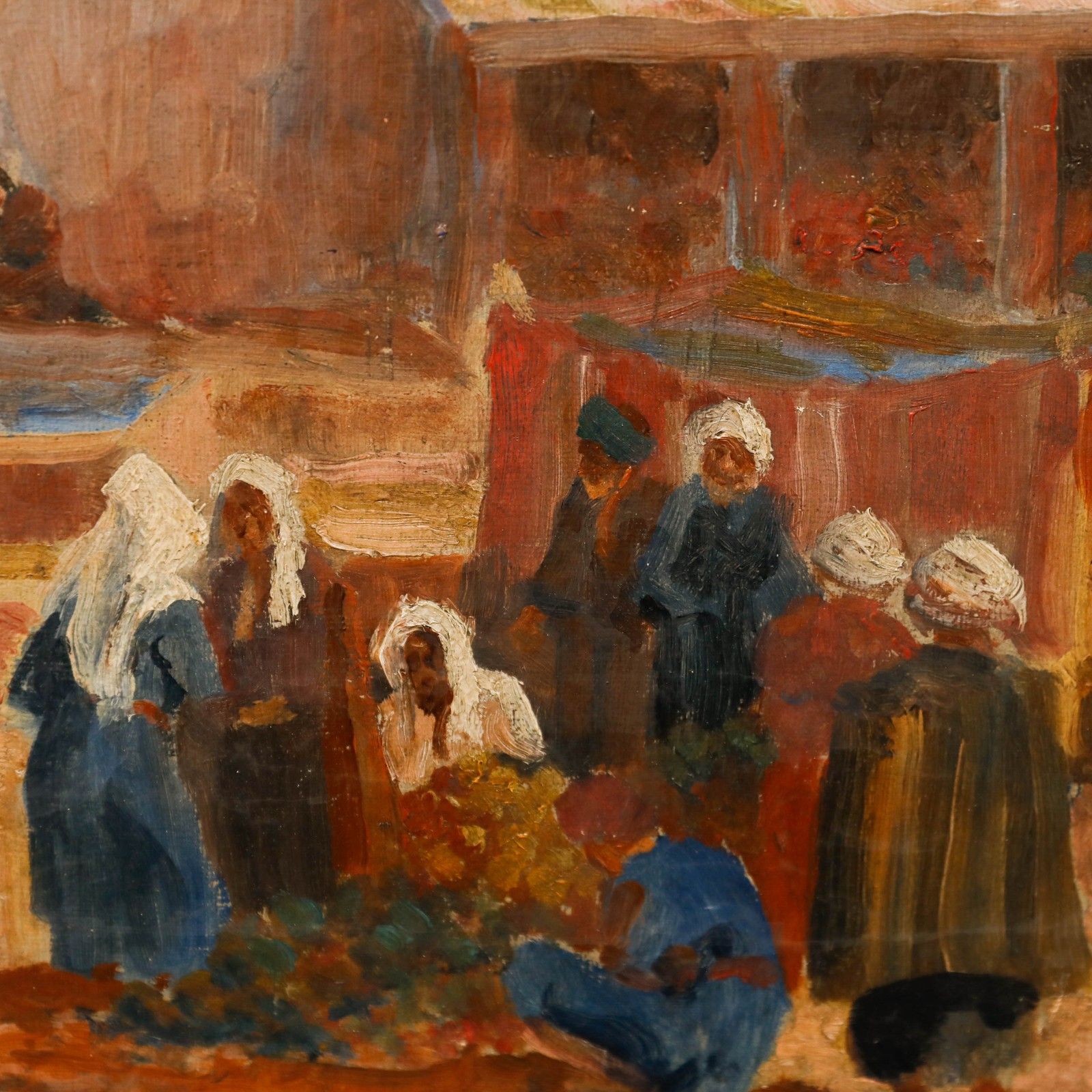 Walter Cooksey Framed Early 20th Century Oil, The Old Market Place, Jaffa photo Art