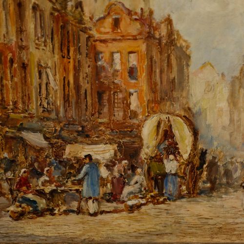 Pierre Le Boeuff (Fl. 1899 1920) Framed Oil, A Busy Street In Ghent photo 428.0