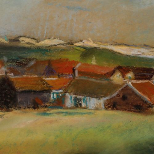 Cecile Hertz Eyrolles (1875 1974) Framed Pastel, A Coastal Hamlet photo 200.0
