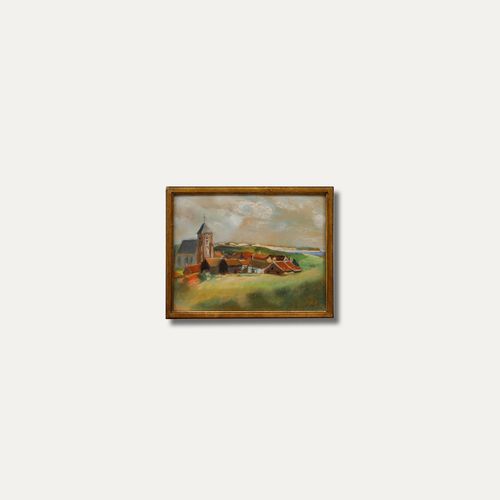 Cecile Hertz Eyrolles (1875 1974) Framed Pastel, A Coastal Hamlet photo buy