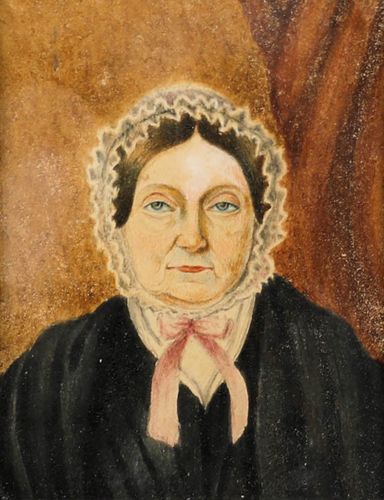 Miniature Late 19th Century Watercolour Victorian Lady In A Lace Cap photo furniture