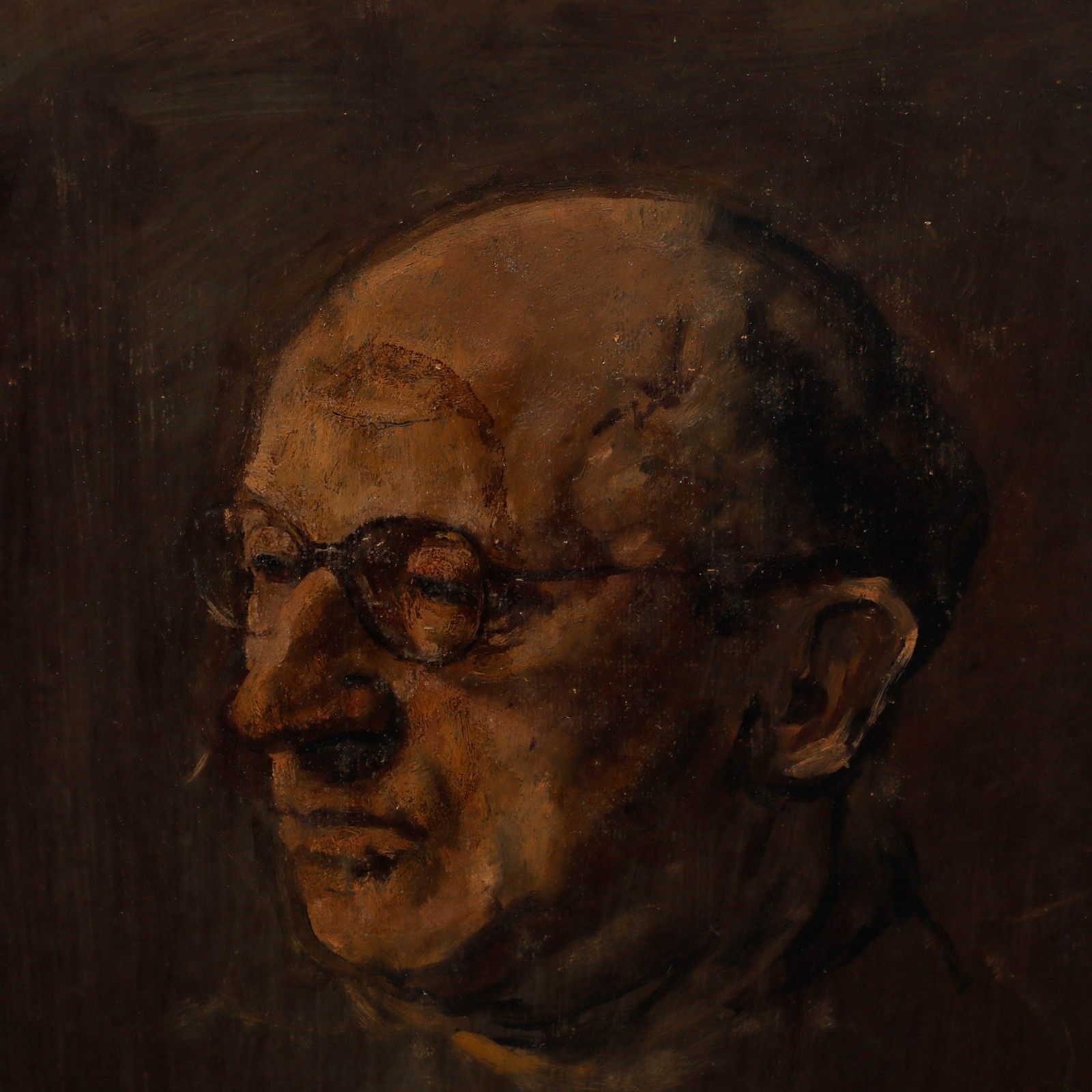 George Weissbort (1928 2013) Mid 20th Century Oil, Man In Glasses photo 213.0