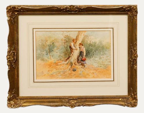 Attrib. Frederick George Reynolds (1828 1932 Watercolour, Tree Climbing