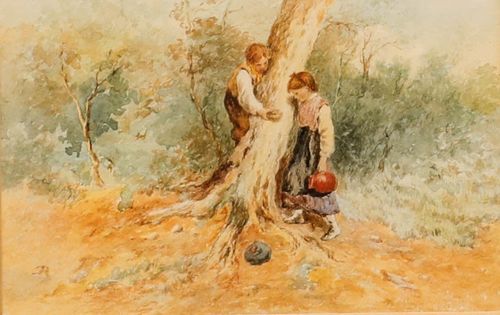 Attrib. Frederick George Reynolds (1828 1932 Watercolour, Tree Climbing photo furniture