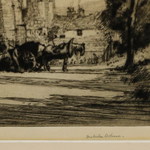 Malcolm Osborne (1880 1963)  Etching, Work In The Church Yard photo 155.0