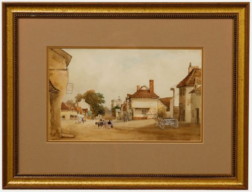 19th Century Watercolour Morning In The Village