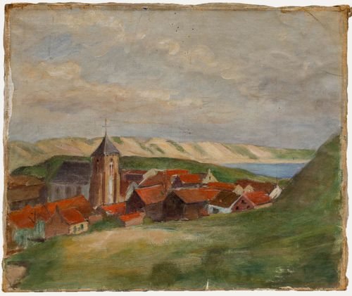 Cecile Hertz Eyrolles (1875 1974) Mid 20th Century Oil, A Village In Normandy