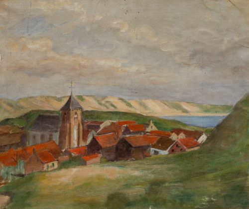 Cecile Hertz Eyrolles (1875 1974) Mid 20th Century Oil, A Village In Normandy photo furniture