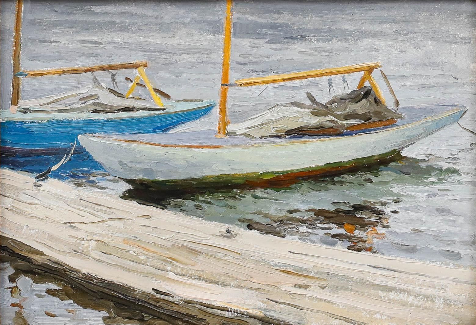 Leonid Petrovitch Baikov (1918 1994) Mid 20th Century Oil, At The Dock photo furniture