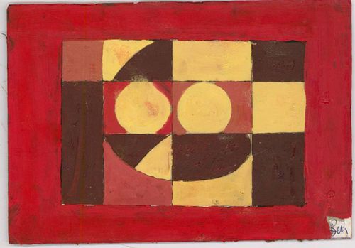Ben Carrivick Contemporary Oil, Cubist Study In Yellow And Brown photo furniture