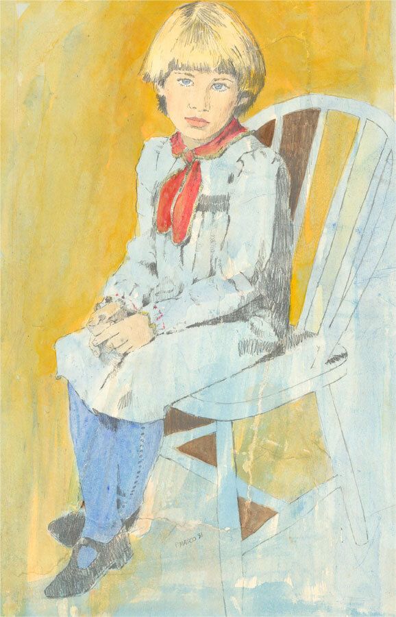 Pam Masco (1953 2018) Signed 1981 Watercolour, Portrait Of A Girl