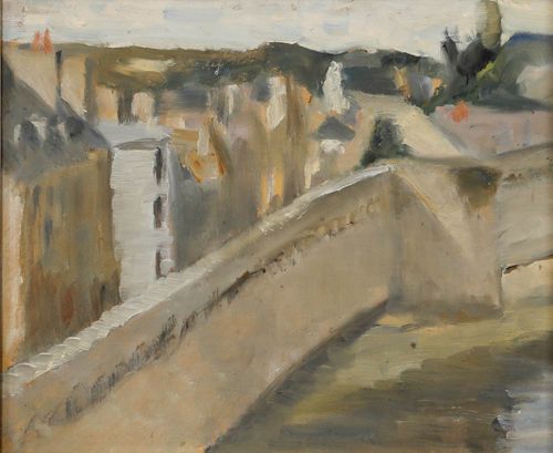 Cecile Hertz Eyrolles (1875 1974) Framed Oil, View From The Ramparts photo furniture