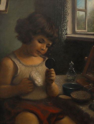 Morton Early 20th Century Oil, At The Dressing Table photo furniture