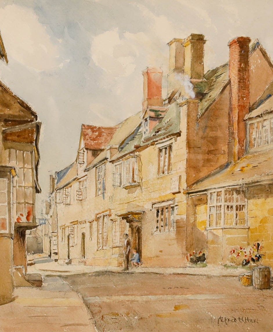Alfred Henry Hart (1866 1953) Framed Watercolour, A Street In Chipping Camden photo furniture