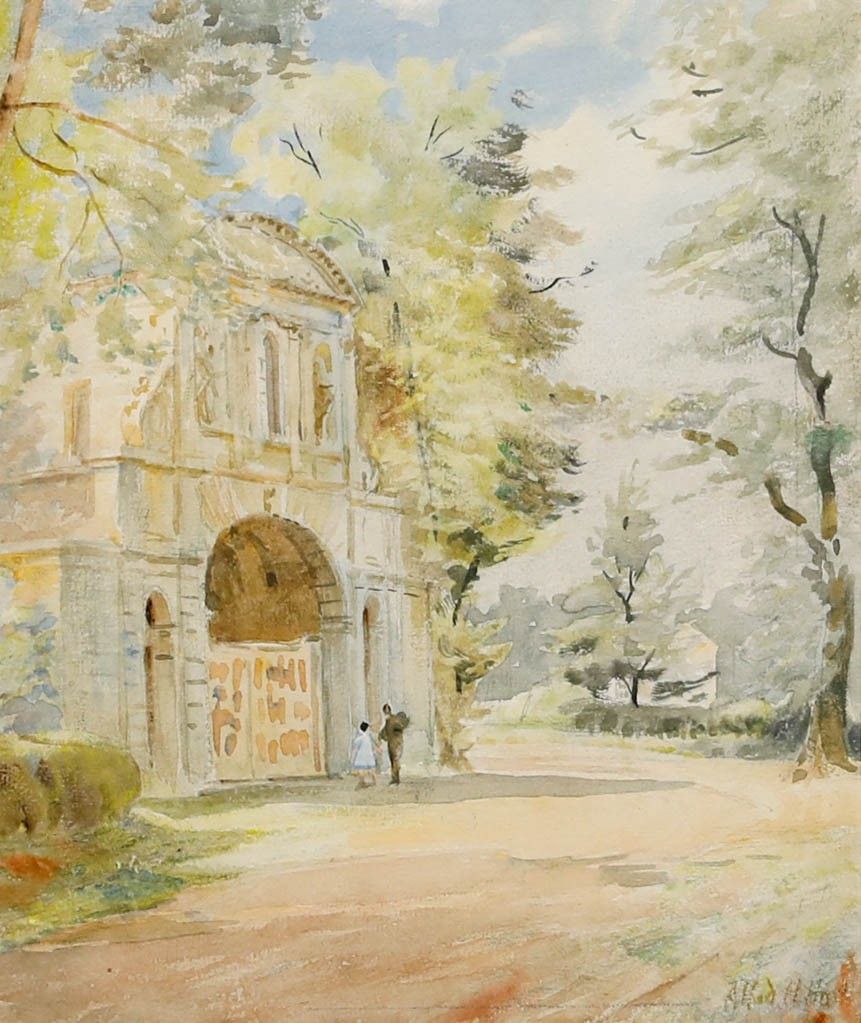 Alfred Henry Hart (1866 1953) Framed Watercolour, Admiring Old Temple Bar photo furniture