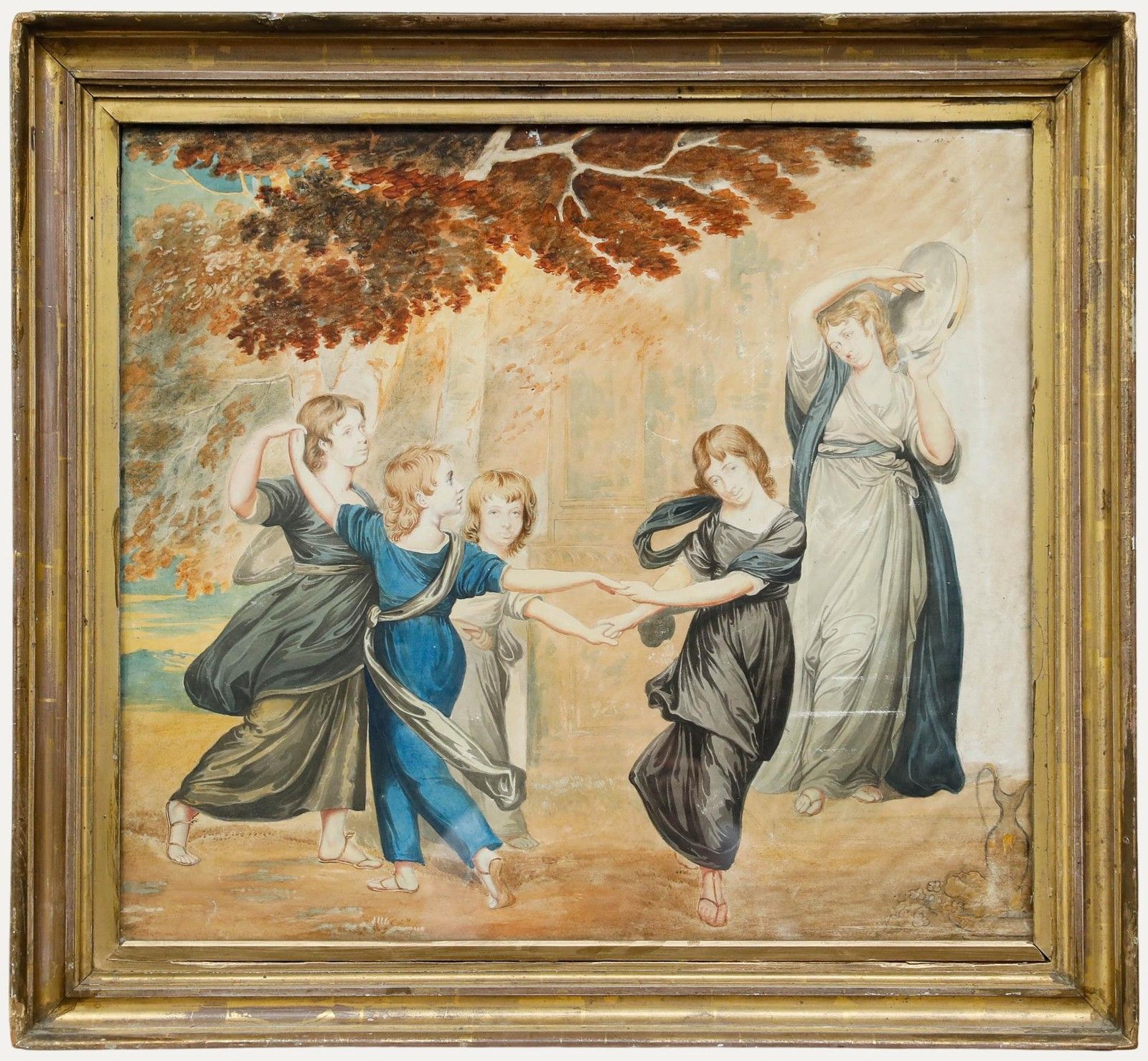 After George Romney Framed 19th Century Watercolour, The Gower Family