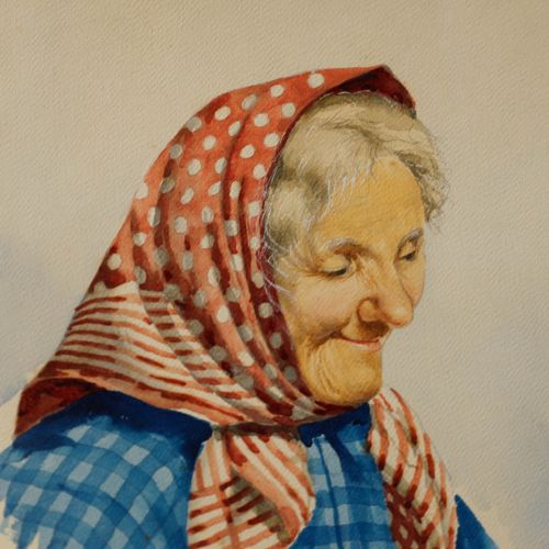 Gianni Framed Italian School 20th Century Watercolour, Portrait Of Nonna photo Art