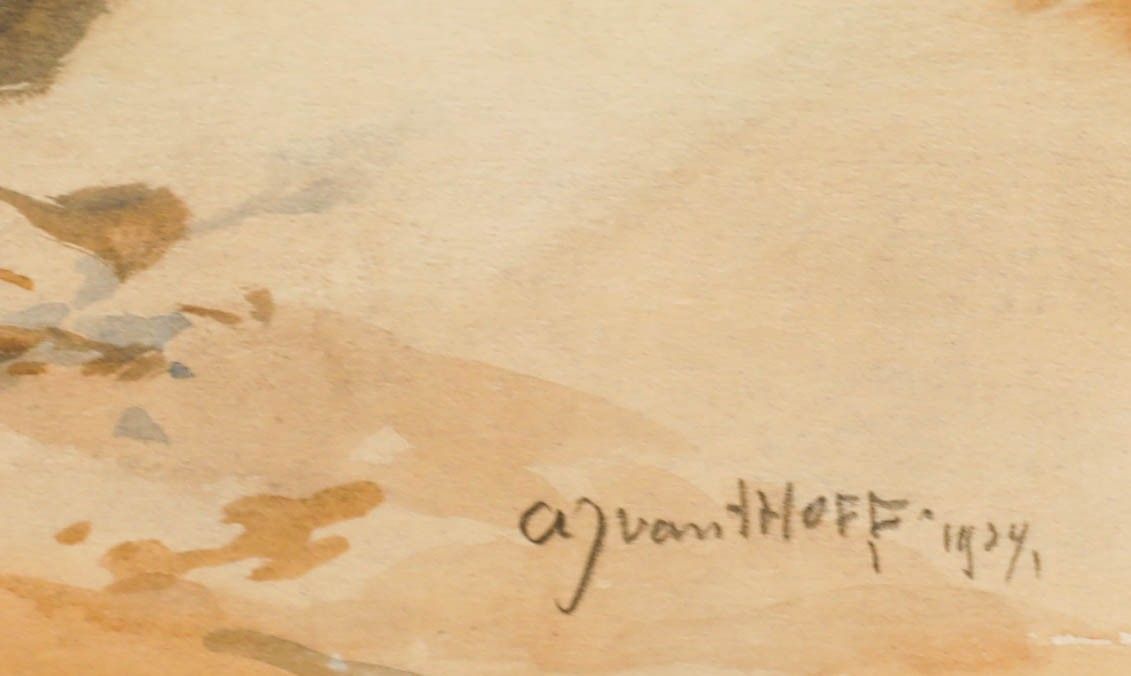 Adrianus Johannes Van 'T Hoff (1893 1939) Framed 1929 Watercolour, Two Jays photo vinterior