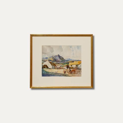 Frederick G. Meekley (1896 1951)  Watercolour, Crofters Cottage In The Highlands photo vintage