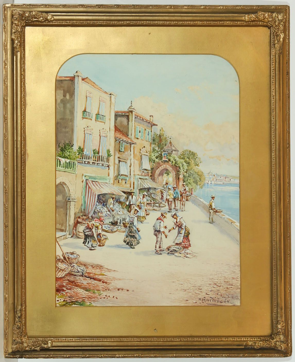 Pablo Martinado (1856 1937) Signed Watercolour, Italian Market Scene