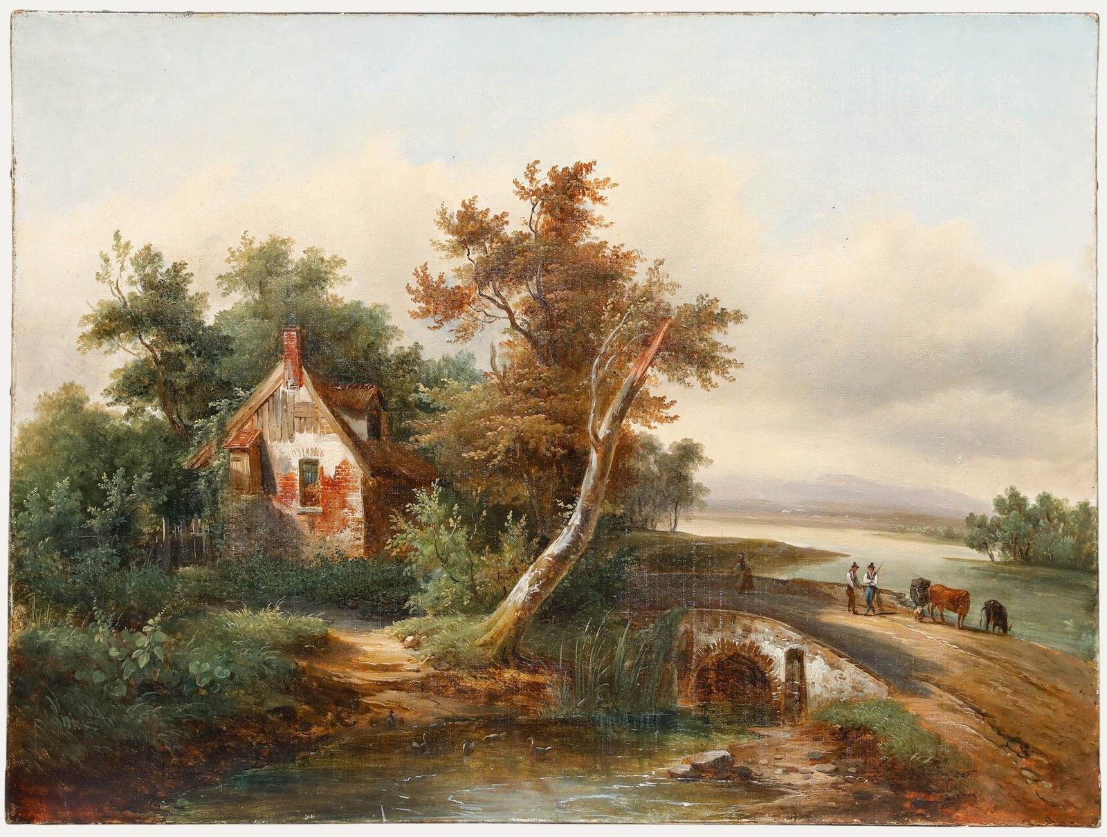 19th Century Oil Across The Bridge