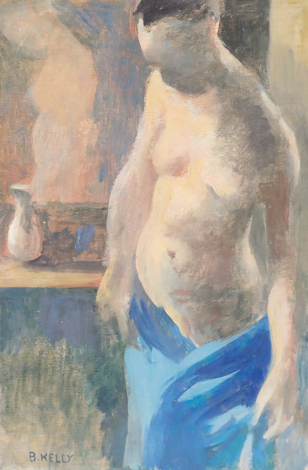 Bernadette Kelly (B.1933) 20th Century Oil, The Blue Towel photo Art