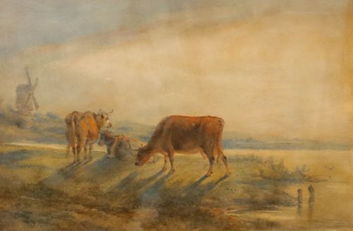 Attrib. Henry Earp Senior (1831 1914) Framed Watercolour, Riverside Grazing photo furniture