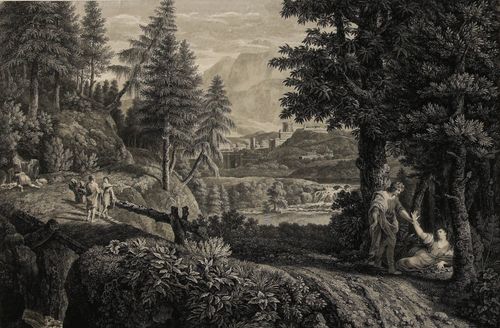 William Woollett After Annibale Carracci 19th Century Engraving, Italian Town photo furniture