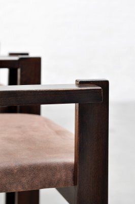 Italian Architectural Dining Chairs In Stained Wood, 1960s, Set Of 4 photo buy
