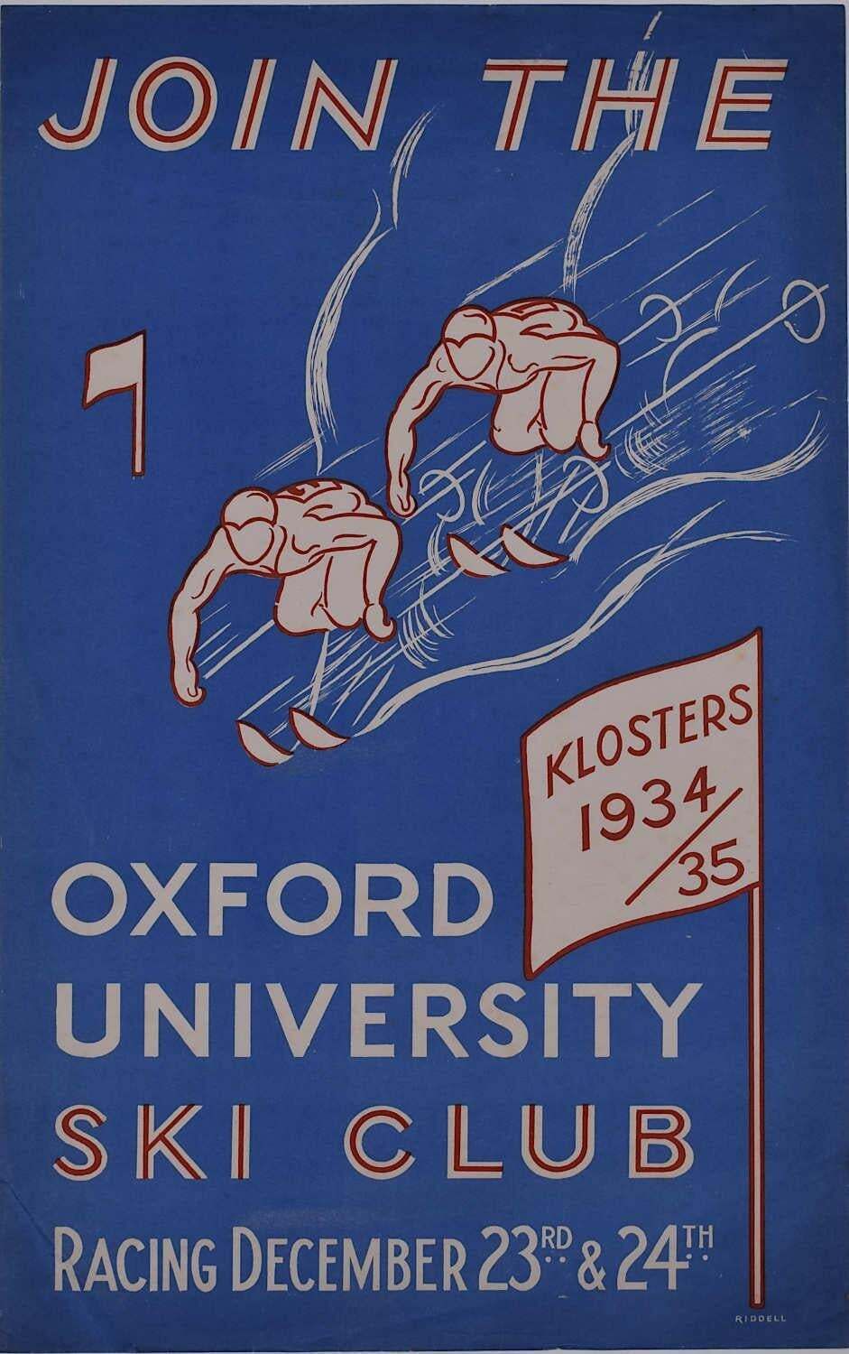 'Join The Oxford University Ski Club', 1934/35 Varsity Poster By James Riddell